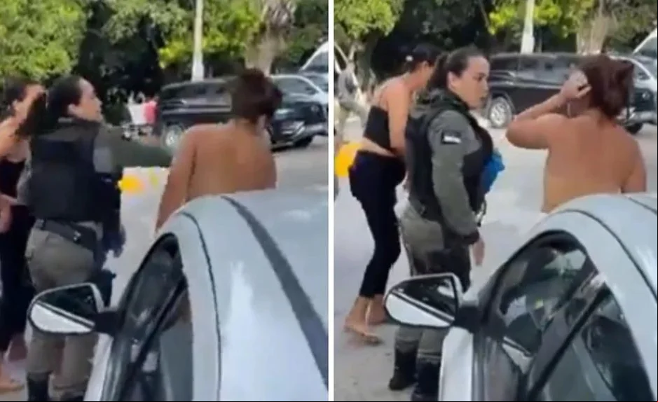 Mulher acusada de agredir filha leva tapa de PM