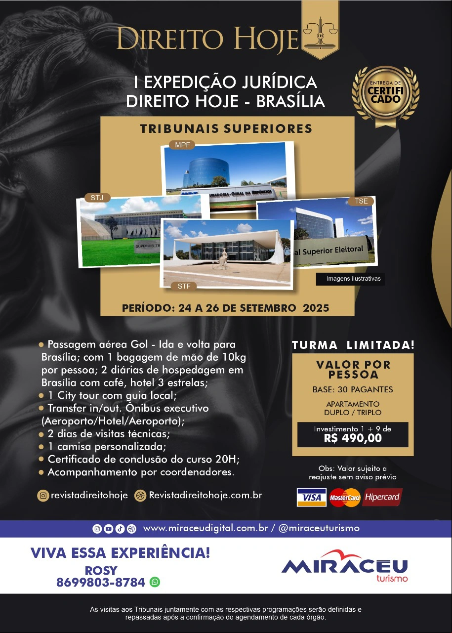 Direito Hoje lança I Expedição Jurídica a Brasília com visitas aos tribunais superiores